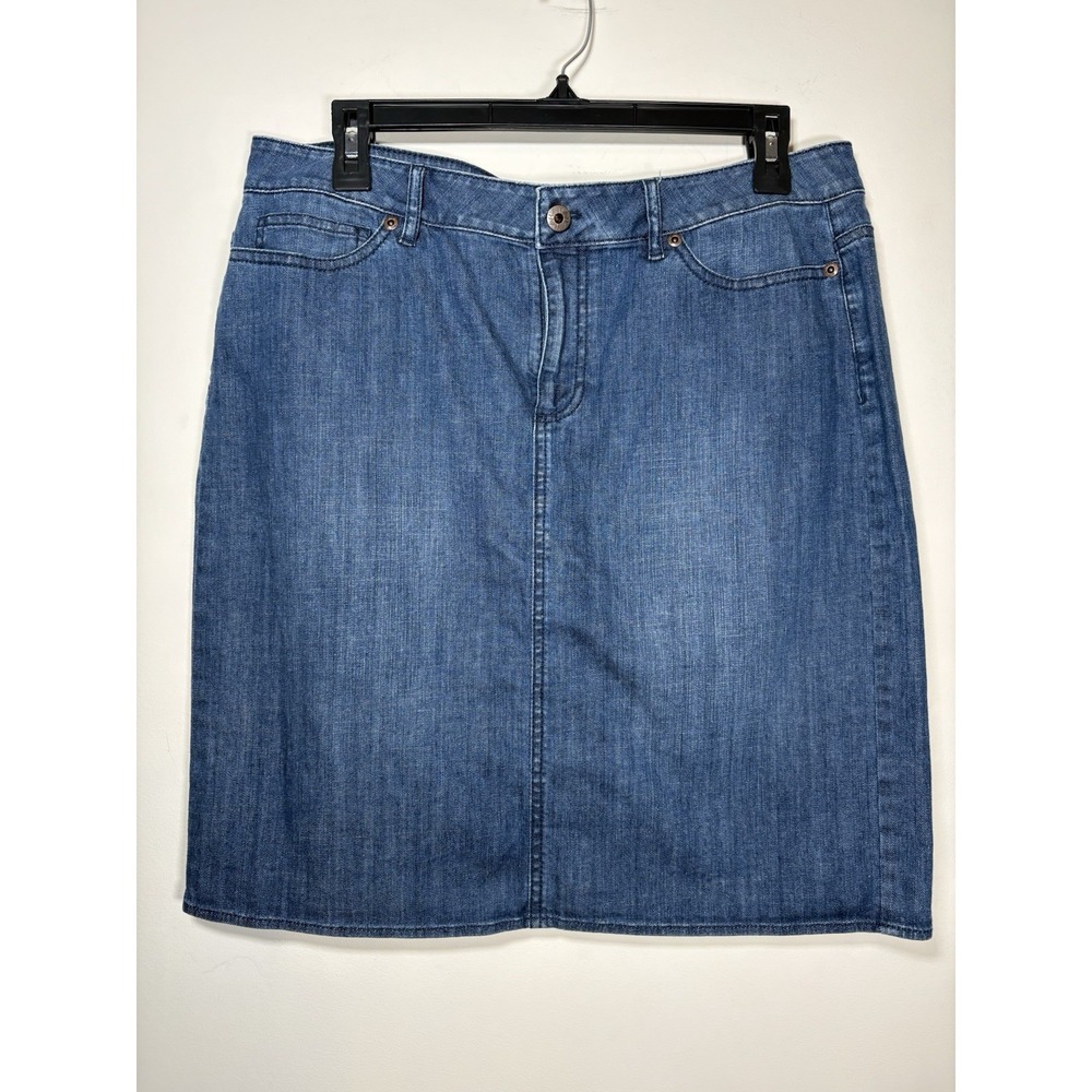 J. Jill Denim Skirt Blue Stretch Five Pocket Casual Classic Preppy 10 Petite